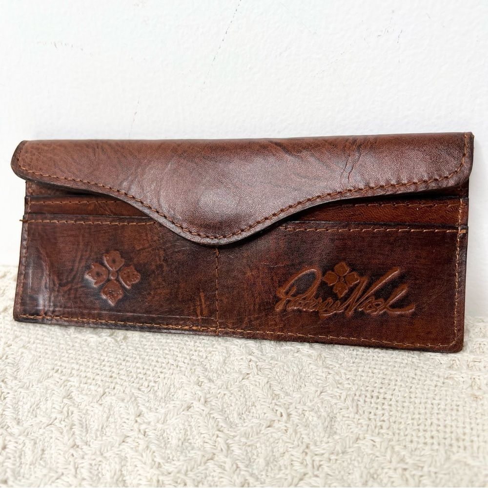 Patricia Nash Valentia Wallet Insert Card Case Brown Leather Slim Envelope